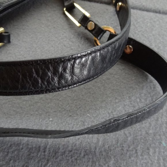 Tory Burch Black Leather T Tote Gold Bag Purse - Picture 6 of 8